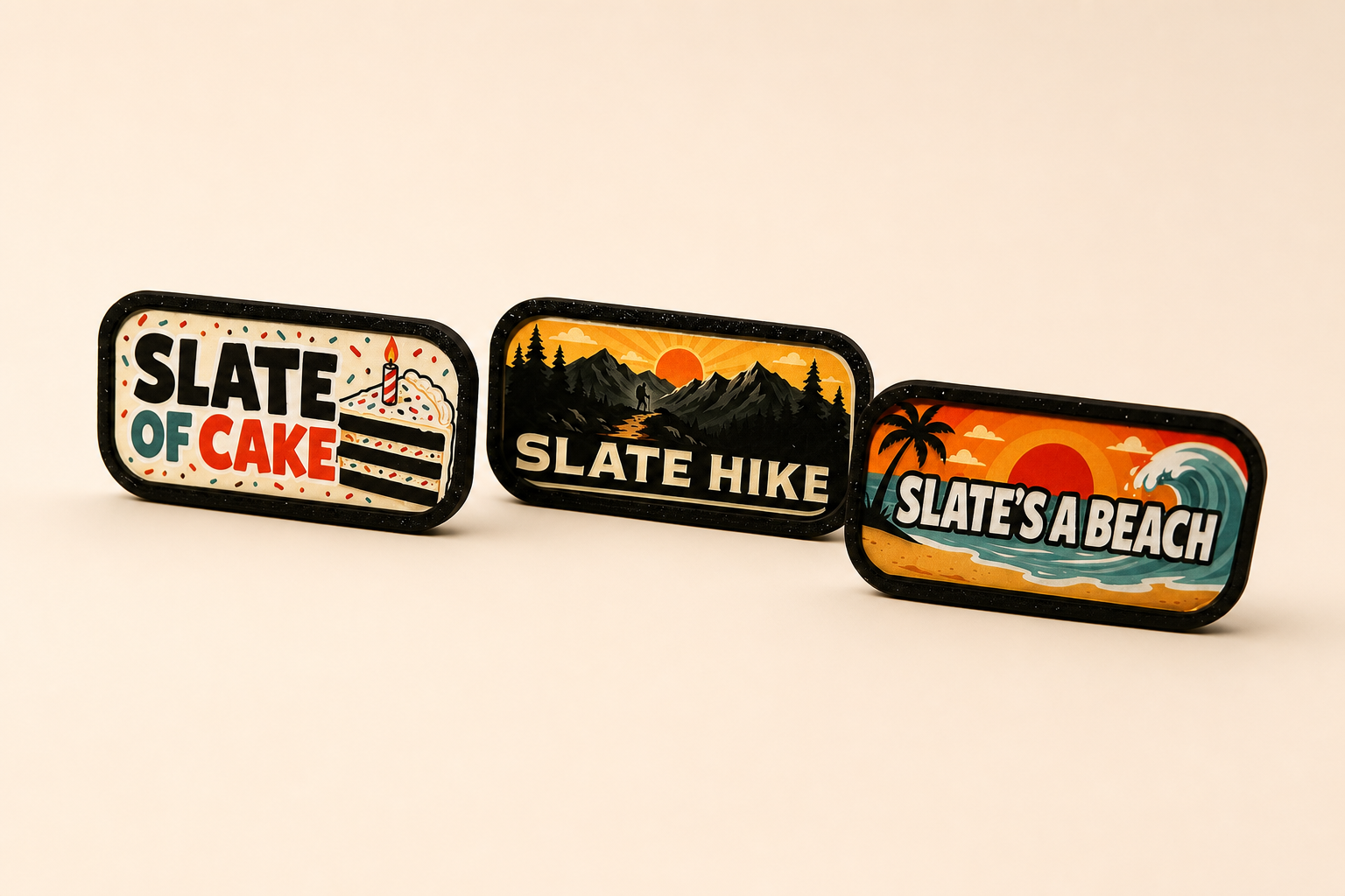 A group of finished RadPaul Dash Badges
