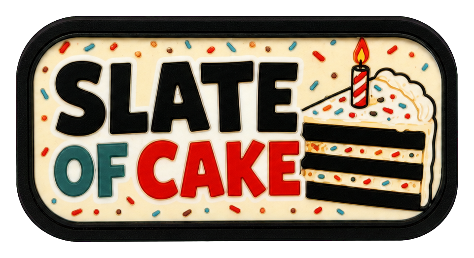 Front detail of the Slate of Cake Slatelet