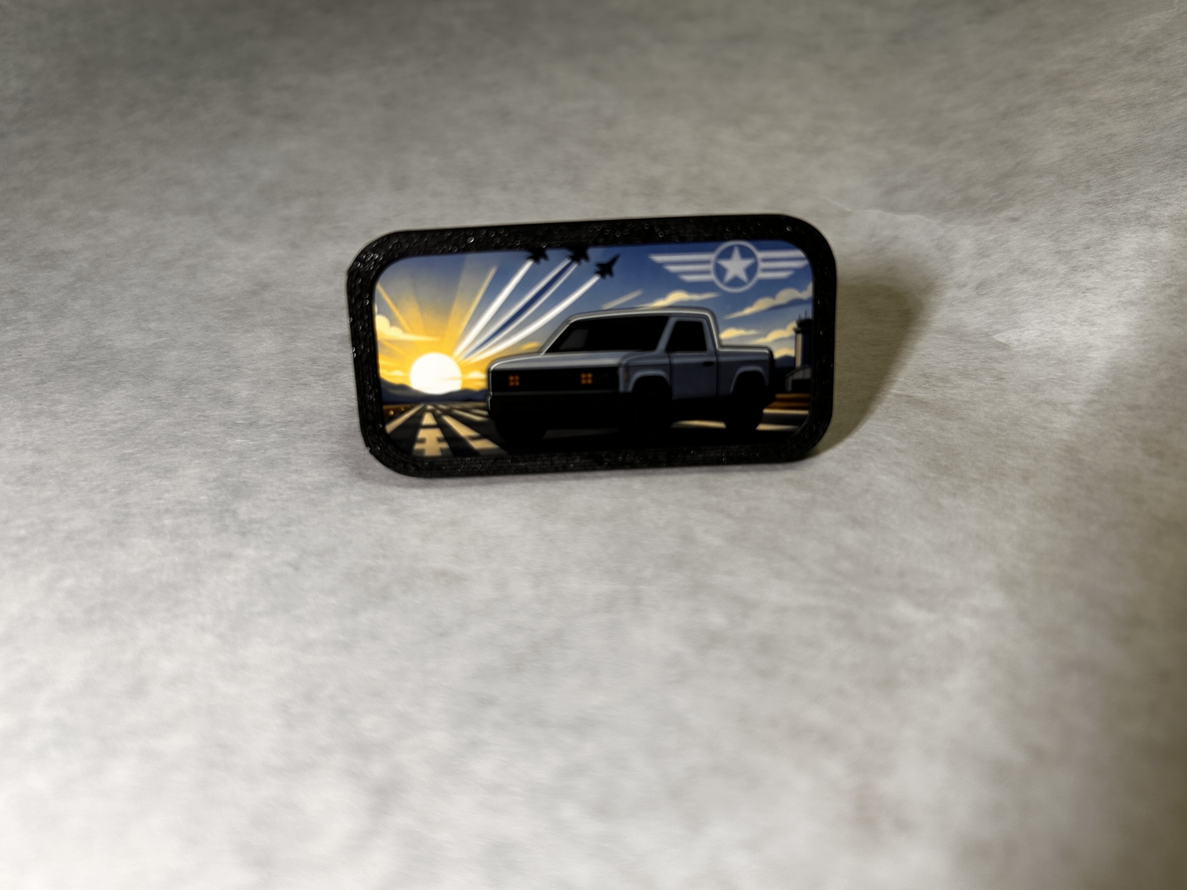 Military Slate dashboard clip with the Air Force-inspired truck design installed