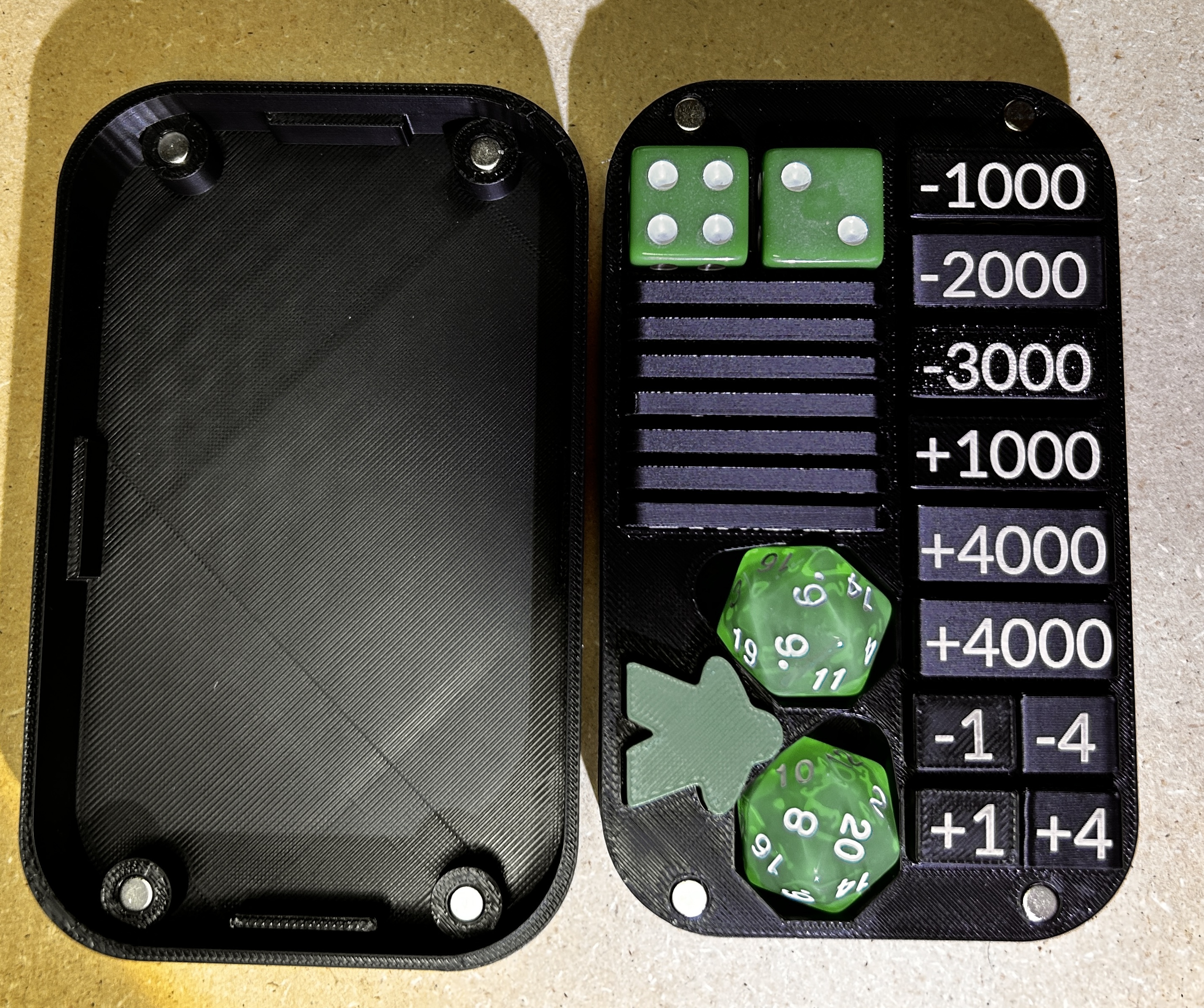 Complete TinForge set shown with its magnetic base and matching lid open side by side